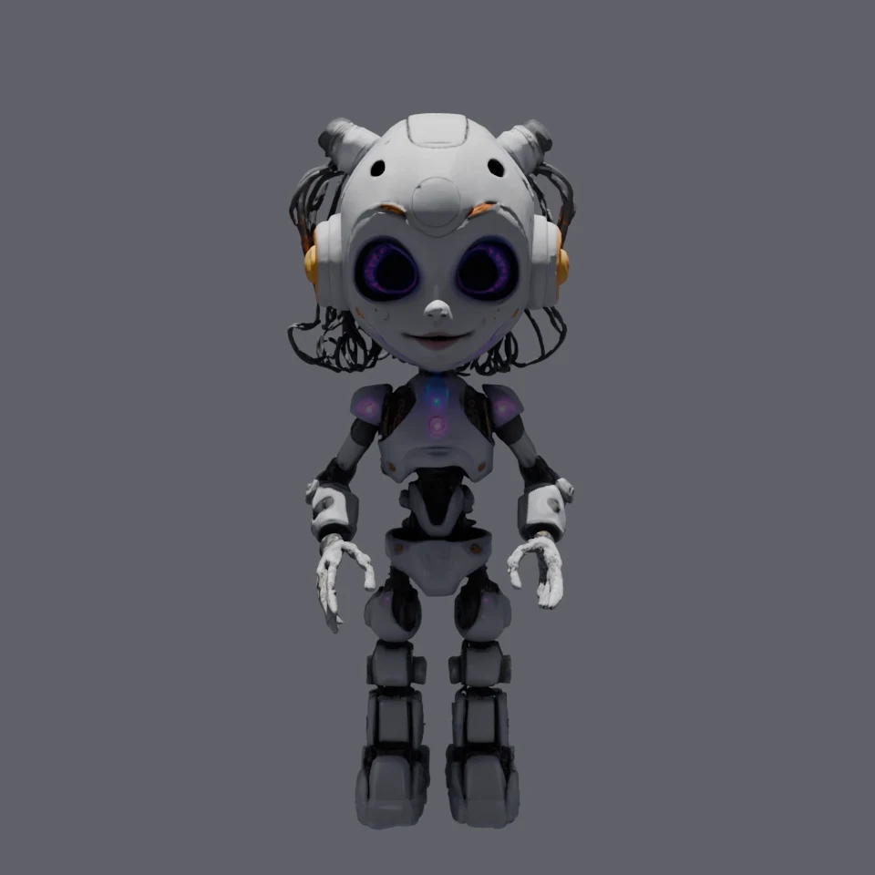 Robot Girl &mdash; the approved StarNose Pet character model, a sweet white-and-copper robot companion
